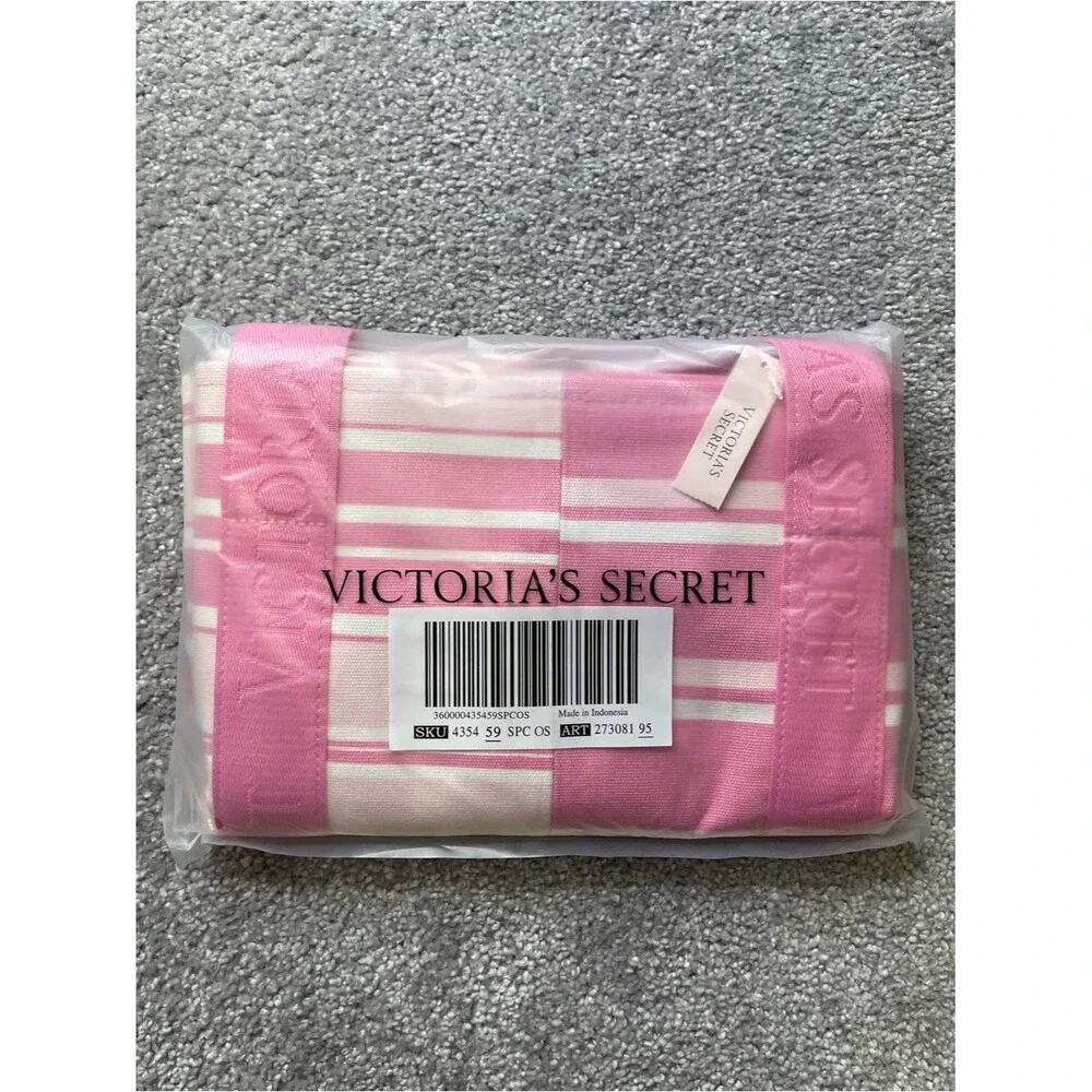 Victoria's Secret Heritage Pink Stripe Canvas Tote Bag